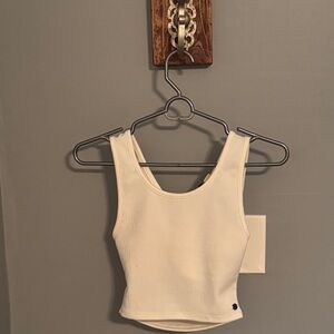Roxy Cream Fitted Crop Tank Top